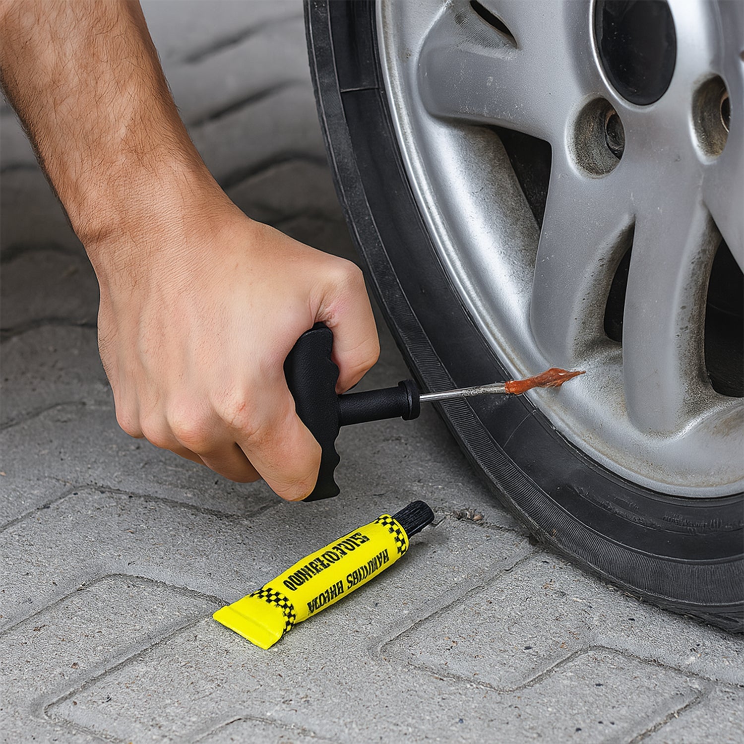 Tyre Puncture Repair Kit with 3 Seal Strips (5 Pcs Set) Tyre Puncture Repair Kit with 3 Seal Strips (5 Pcs Set)